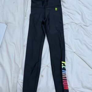P.E Nation Black Leggings with Colorful Graphic Design